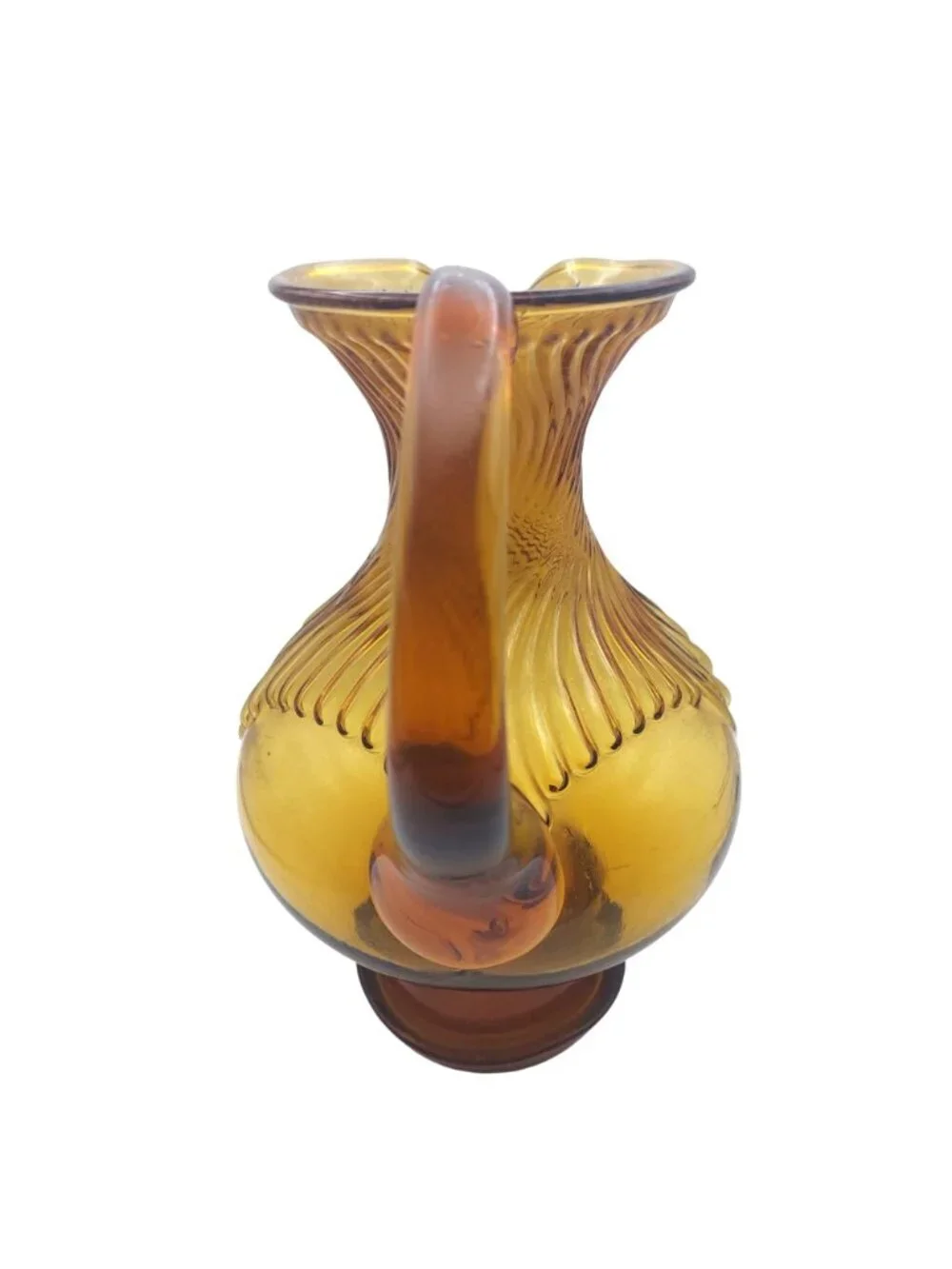 Tiara Exclusives Hurricane Pitcher Amber Indiana Glass Vintage 70s Art Deco